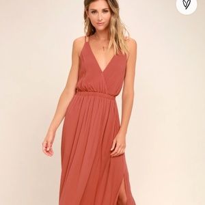 Lulu’s Lost in Paradise Rusty Rose Maxi Dress
